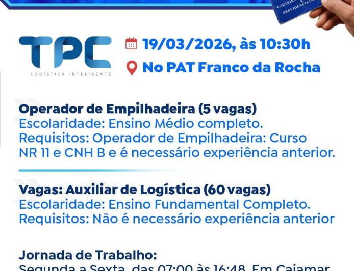 Empresa de logística disponibiliza 65 oportunidades, incluindo cargos sem exigência de experiência