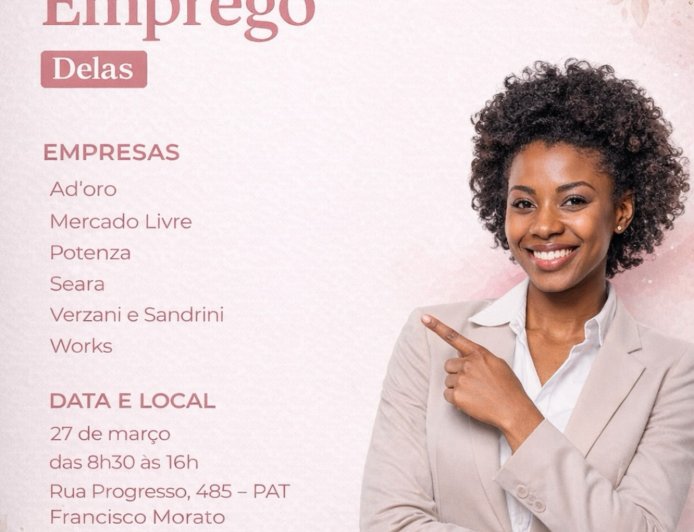Mutirão de Emprego Delas oferece vagas exclusivas para mulheres em Francisco Morato