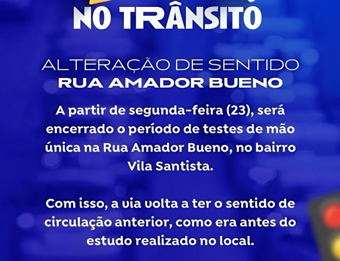 Rua Amador Bueno volta a ter mão dupla após período de testes em Franco da Rocha