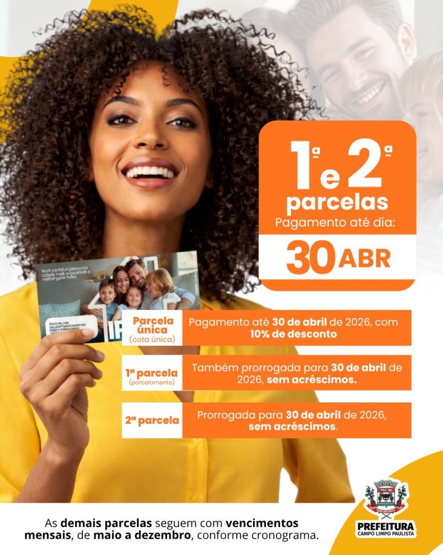 IPTU 2026: prorrogação de prazo