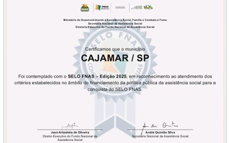 Cajamar recebe Selo FNAS 2025 por excelência na gestão da Assistência Social