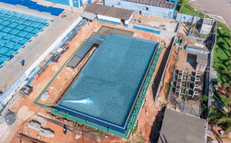 Obra da piscina adaptada do Bolão avança com teste de vedação