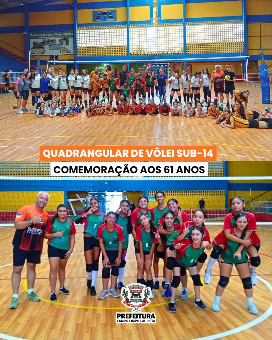 Quadrangular de Vôlei Sub-14 celebra 61 anos de Campo Limpo Paulista com integração e destaque para jovens atletas