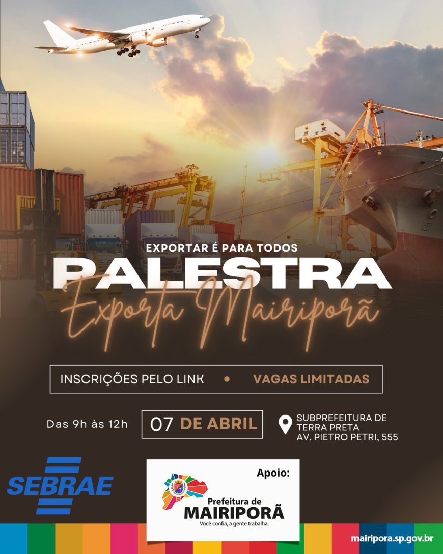 Mairiporã promove encontro gratuito para capacitar empresas locais para exportação