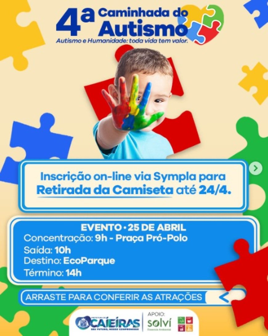 Caieiras abre inscrições para Caminhada de Conscientização do Autismo
