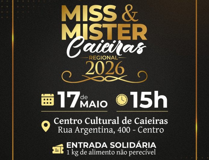Caieiras se prepara para o glamour e a solidariedade do Miss & Mister Caieiras 2026