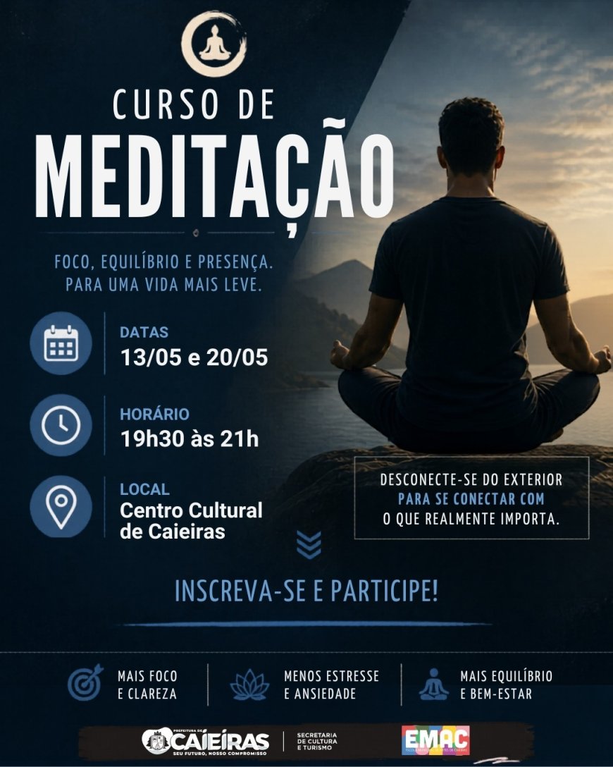 Curso de meditação gratuito em Caieiras promove bem-estar e equilíbrio emocional