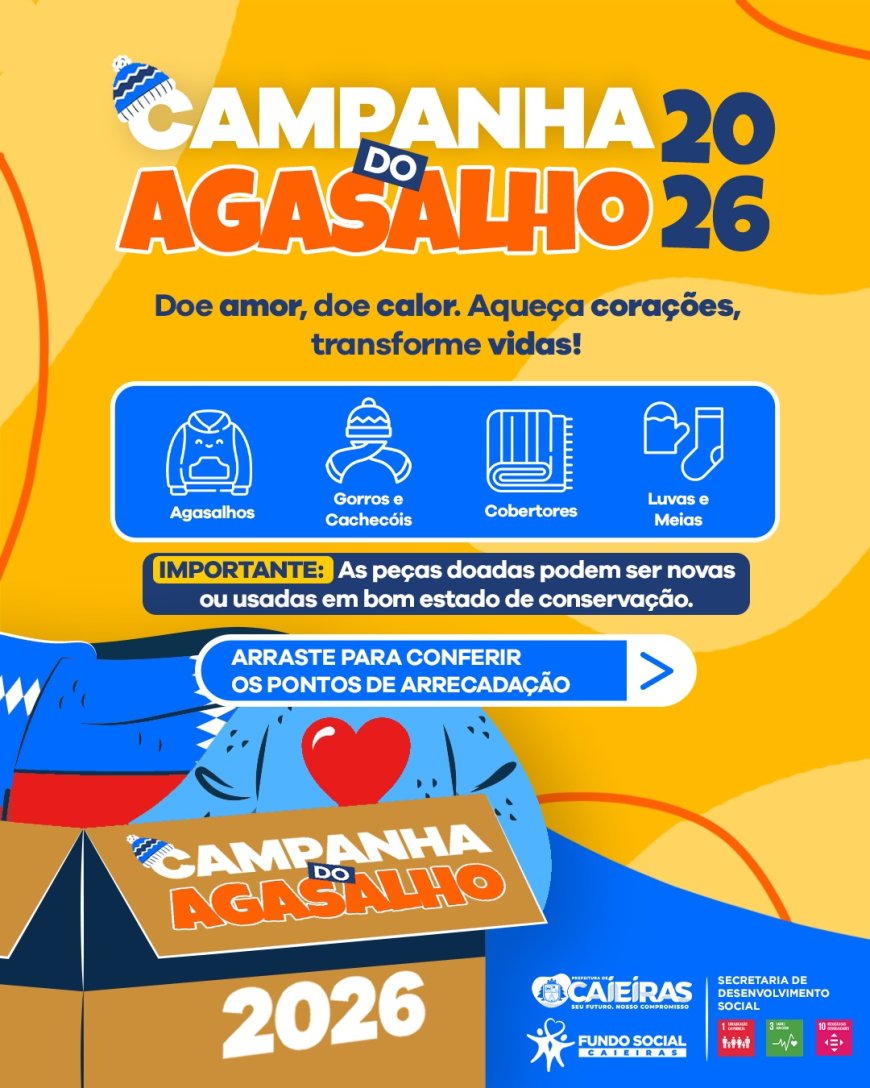Caieiras se mobiliza para a Campanha do Agasalho 2026; há diversos pontos de arrecadação pela cidade