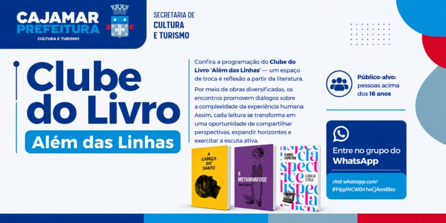 Clube do Livro “Além das Linhas” abre programação com encontros gratuitos em Cajamar