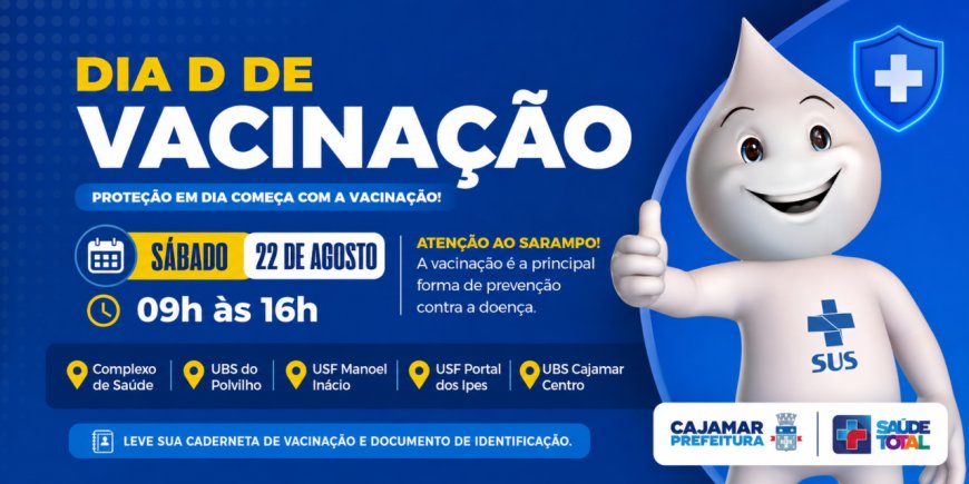 Dia D de Vacinação reforça proteção e atualização da caderneta vacinal, inclusive o Sarampo