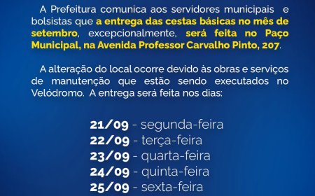 Prefeitura altera local de entrega das cestas básicas aos servidores municipais em setembro