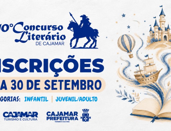 Inscrições para o Concurso Literário de Cajamar começam no dia 14 de setembro