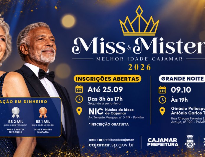 Cajamar abre inscrições para o Concurso Miss e Mister Melhor Idade 2026