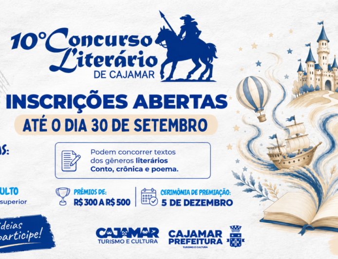 Inscrições para o Concurso Literário de Cajamar já estão abertas