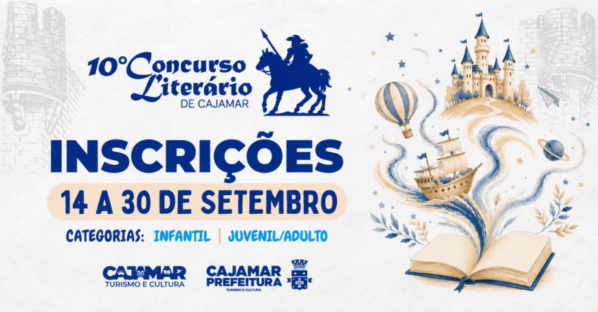 Inscrições para o Concurso Literário de Cajamar começam no dia 14 de setembro