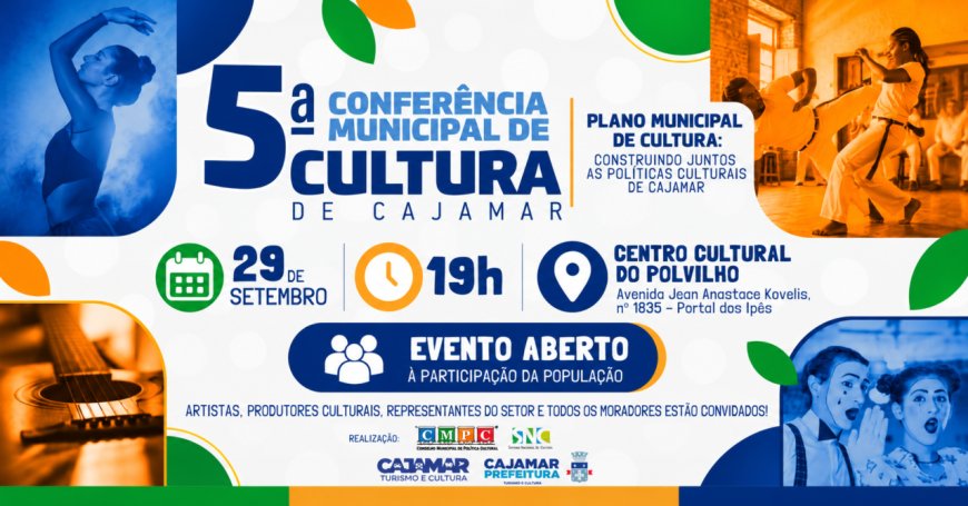 5ª Conferência Municipal de Cultura de Cajamar será realizada no dia 29 de setembro