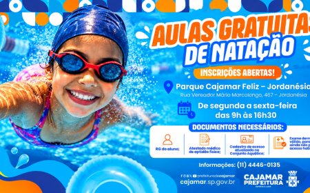 Aulas gratuitas de natação seguem com inscrições abertas em Cajamar