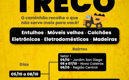 Cata-Treco atende bairros de Caieiras entre os dias 5 e 8 de outubro