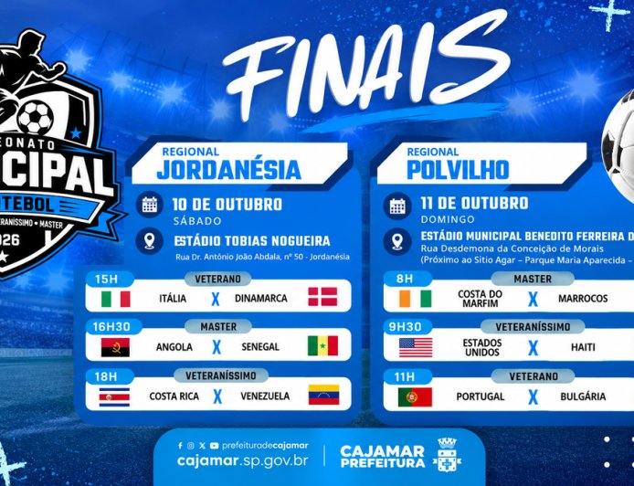 Finais do Campeonato Municipal de Veterano, Veteraníssimo e Master acontecem neste fim de semana em Cajamar