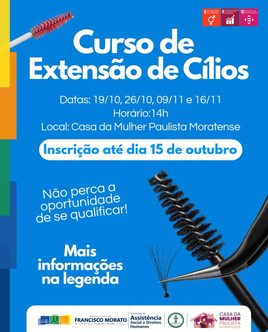 Francisco Morato oferece curso gratuito de extensão de cílios com certificação