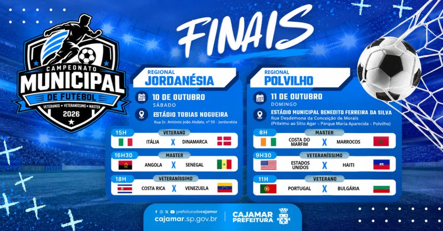 Finais do Campeonato Municipal de Veterano, Veteraníssimo e Master acontecem neste fim de semana em Cajamar
